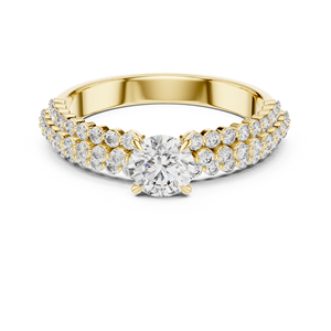 Luxury 0.50 Ct Lab Grown Diamond <b>Ring</b> Pave <b>Set</b> Side Stones 14K 18K <b>Gold</b> / 925 Silver Engagement Wedding Jewelry - Product Image 6