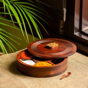Wooden Spice Box <b>Owl</b> Lid <b>Carving</b> Compartmentalized Herb Storage Container Handcrafted Kitchen Organizer Food Grade Oven Safe - Product Image 5