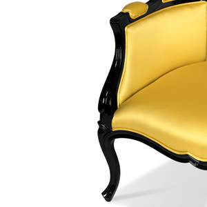 Sillón Ajustable NAMIB de Estilo Mid-Century, Estructura de Madera de Caoba, Tapizado de Algodón Satinado, Colores Amarillo y Negro, para Hotel, Sala de Estar y Comedor - Product Image 6