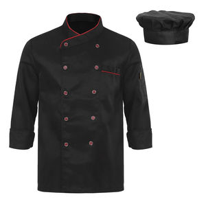 Uniforme de Chef Francés Personalizado, Chaqueta de Chef de Sarga, Absorbente de Sudor, Transpirable, de Poliéster y Algodón, para Cocina de Hotel - Product Image 2