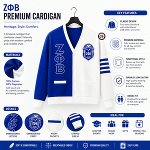 เสื้อคาร์ดิแกนอะคริลิกปักลายฤดูหนาวสำหรับผู้หญิง Zeta Phi Beta |   เสื้อคาร์ดิแกนปักลาย ZOB Sorority แบบกระดุมติด ปักลายตามสั่ง - Product Image 5