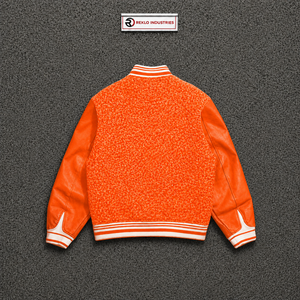 PREMIUM ORANGE LETTERMAN <b>Men's</b> Orange <b>Suede</b> Varsity <b>Jacket</b> Regular Fit Turn-down Collar Casual Autumn Wear EVERYDAY COLLEGE PREM - Product Image 6