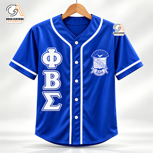 Maillot de baseball pour homme Phi Beta Sigma blanc et bleu, en twill et maille, motif 3D, coupe classique, manches courtes, séchage rapide, respirant, 100% coton - Product Image 4