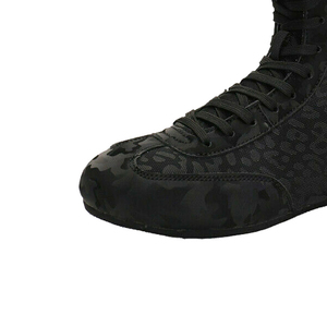 Zapatillas de Boxeo Ligeras con Cordones y Malla Transpirable, Diseño de Camuflaje Negro, Calzado de Entrenamiento de Caña Alta, Profesional para Hombre y Mujer - Product Image 5