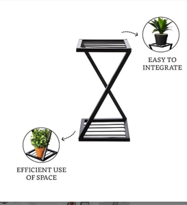 Support de plantes en forme de Z, support de pot de fleurs en métal antirouille, extérieur et intérieur, 2 niveaux, supports Gamla pour balcon - Product Image 2