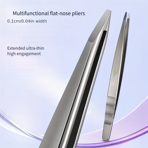 Precision Stainless Steel Slant & <b>Pointed</b> Tip Tweezer, All In One Eyebrow Tweezers Hair Puller Esthetician Beauty <b>Tools</b> - Product Image 4
