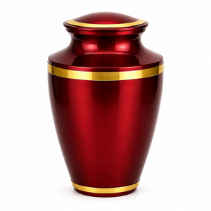 Antique Red Gold Cremation Urn <b>Memorial</b> Picture Sticker with Enamel Cremation Urn for Human Funeral Ashes - Product Image 3