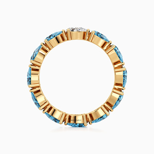 Bague Éternité de Luxe pour Femme avec Pierre Précieuse Bleue Taille Poire, Sertie de Plusieurs Pierres, en Or 10K 14K 18K et Argent 925 935 - Product Image 4