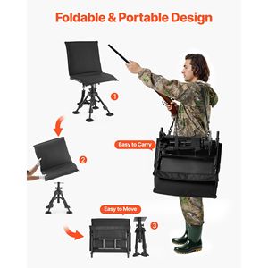 360-Degree Silent Swivel Portable Foldable Hunting Chair Seat Cover Heavy-Duty Steel Frame Ground Stool Seat for <b>Blind</b> Shooting - Product Image 6