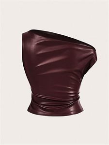 <b>Aesthetic</b> Women Leather Crop Tank <b>Top</b> Slim Fit Sleeveless Street Fashion - Product Image 4