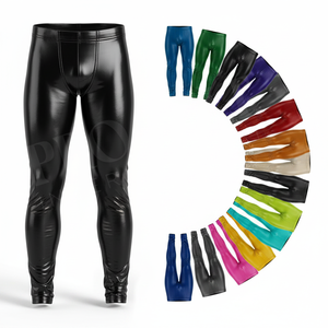 Pro Felt Custom Apparel Clothing Manufacturer Faux Leather Compression Leggings Stretch Skinny Gym Running Shinny Pants Men's - Product Image 1