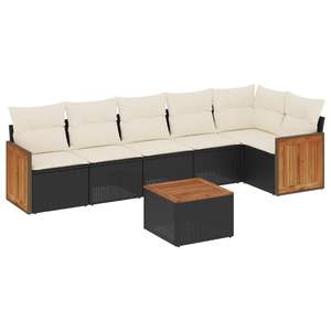 Conjunto de Sofás Modulares Grandes de Ratán PE Negro para Jardín, Muebles Modulares Elegantes para Exteriores - Product Image 2