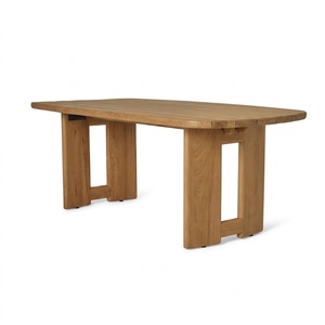 Table de salle à manger d'extérieur en teck massif 200x100, table de patio en bois à lattes pour hôtel, complexe hôtelier, restaurant, projet commercial - Product Image 1