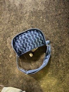 Bolso Tote de Hombro Azul a Rayas Acolchado Estilo Bohemio Vintage para Mujer, Hecho a Mano, con Cierre de Cremallera y Correa Única - Product Image 4
