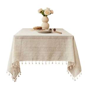 Mantel cuadrado europeo de algodón y lino clásico, moderno, tejido, con borlas, antideslizante, personalizable, con estampado de plantas, y fundas antipolvo para sofá. - Product Image 6