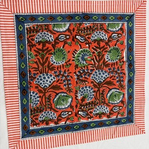 Handmade Hand Block Printed 100% Cotton Napkins Eco-friendly Vintage Square 16x16" Natural Disposable Machine Washable - Product Image 2