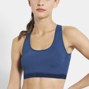 Women Sports Bra Racerback Blue Seamless <b>Wire</b> Free 3/4 Cup Support Breathable Quick Dry Activewear Top - Product Image 1