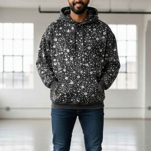 Sudadera con Capucha para Hombre, Estilo Casual, con Pedrería, Lavado Ácido, de Algodón Suave, Ligera, Transpirable, a la Moda, para Uso Diario - Product Image 3