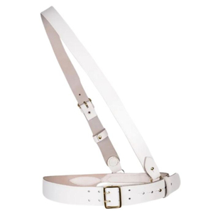 Ceinture décontractée en cuir véritable Sam Browne, vintage, faite à la main, blanche unie, boucle en cuivre écologique, largeur 2,5 cm, longueur 110 cm - Product Image 1