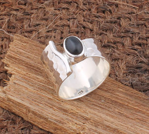 แหวนเงินแท้ 925 ประดับพลอยออนิกซ์สีดำธรรมชาติ ดีไซน์มินิมอล วินเทจ ลายจุด สำหรับผู้ชายและผู้หญิง - Product Image 6