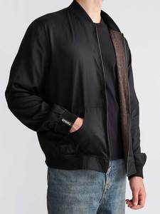 High-Quality Heavyweight Men's Bomber Jacket Custom Zip-Up Windbreaker <b>Coat</b> with Turn Collar Bomber Jacket - Product Image 3