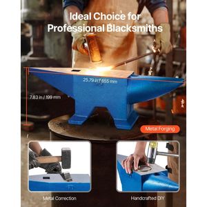 En gros, Enclume en acier moulé à corne unique, 132 lb, avec trous ronds et carrés, pour forge de serrurier et équipement - Product Image 6