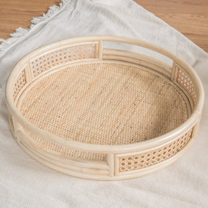 Luxury Woven Handcrafted <b>Tray</b> Customized logo and Sizes Rattan <b>Round</b> <b>Serving</b> <b>Trays</b> Produced in Vietnam - Product Image 2