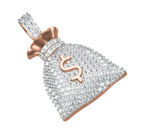Pendentif Sac d'argent Or Rose Diamant Moissanite VVS Iced Out Hip Hop en Argent S925 Certifié IGI – Pendentifs et Breloques - Product Image 1