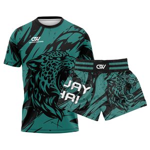 Conjunto de Pantalones Cortos de Jiu Jitsu y Muay Thai con Logotipo Sublimado Personalizado OEM/ODM, Mangas Cortas, Fibra de Spandex/Poliéster, Transpirable y Elástico - Product Image 1