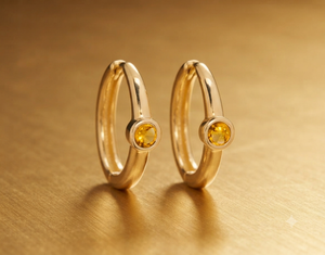 Pendientes Huggie de Plata de Ley 925 con Citrino Engastado en Bisel, Joyería Clásica para Mujer, Pendientes de Moda de Aleación - Product Image 2