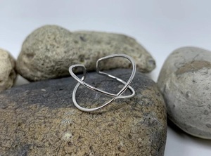 925 Sterling <b>Silver</b> <b>Adjustable</b> Open Band Crossover <b>Ring</b> Handmade Minimalist Thumb <b>Ring</b> for Women - Product Image 6