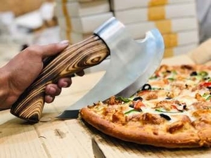 Cuchillo de Cocina Tipo Hacha de Acero de Damasco Hecho a Mano con Mango de Madera de Palisandro de Color Personalizado para Cortar Verduras y Carne - Product Image 2