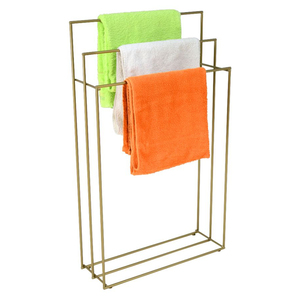 Factory Sale Premium Gold Metal 2 Tier Freestanding Towel Stand Bath Towel <b>Rack</b> Holder For Bathroom & Spa <b>Drying</b> Organizer - Product Image 4