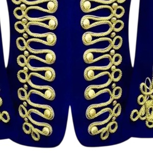 Men's Royal Blue Hussar Jacket With <b>Gold</b> Embroidery <b>Stand</b> Collar Double Breasted Formal Winter <b>Coat</b> - Product Image 6