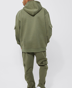 Premium Quality Solid Heavyweight Cotton Hooded Track <b>Suit</b> <b>Men</b> Custom Logo Oversized Cargo Winter Printed Jogging <b>Sweat</b> <b>Suit</b> - Product Image 5