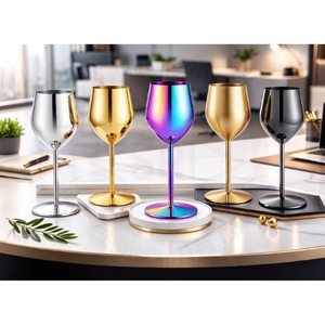 Premium Sustainable American Style Fruit Pattern <b>Stainless</b> Steel Wine <b>Glasses</b> Set of 2 for Party - Product Image 4