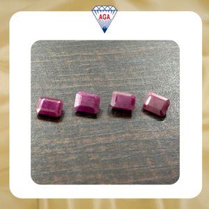 Natural <b>Ruby</b> Emerald Cut 8x10mm Loose Unheated Red Corundum Gemstone Indian Origin Octagon Shape Good Quality Wholesale Gem - Product Image 2