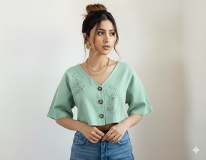 Camiseta sin mangas EHRI OEM Premium para mujer, 100% algodón tejido, cuello en V, con botones, forro frontal suave de Mulmul, transpirable, ecológica, informal - Product Image 2