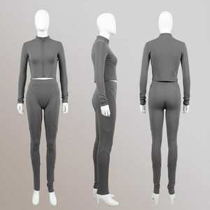 Conjunto Deportivo de Dos Piezas para Mujer, Chaqueta Corta y Pantalones para Correr, Conjuntos Deportivos con Cierre, Tallas Grandes, Trajes Deportivos Personalizados para Mujer - Product Image 4