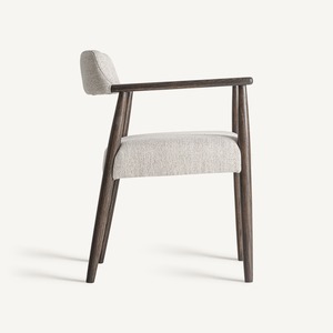 Elegante Silla de Comedor Nórdica con Asiento Tapizado en Bouclé, Estructura de Madera Maciza, Silla de Diseño Moderno para el Hogar - Product Image 4