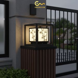 Lampe de pilier murale LED en acier à motif labyrinthe CM.DTC.001, étanche IP65, base E27, pour usage extérieur, villa, jardin, origine Vietnam - Product Image 3