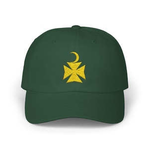 Casquette de baseball maçonnique personnalisée avec broderie croix et croissant, motif camouflage vert, marron, jaune - Product Image 2