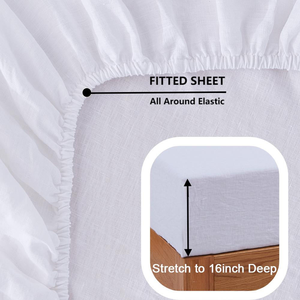 ชุดเครื่องนอนผ้าลินินสุดหรู 4 ชิ้น ดีไซน์ทันสมัยสำหรับเตียงแบบเรียบ - Product Image 6