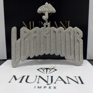 Colgante de Plata 925 con Diamante Moissanita VVS de Corte Brillante, Chapado en Plata, Certificado IGI, Estilo Hip Hop, Personalizado con Nombre para Hombre - Product Image 2