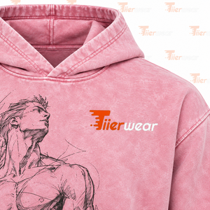 Sudadera con capucha para hombre con diseño de rostro humano, estilo acid wash, de algodón lavado premium, con forro polar, manga larga. - Product Image 5