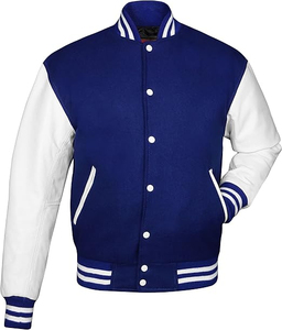 เสื้อแจ็คเก็ตเบสบอลแบบ Letterman Varsity คุณภาพสูงสำหรับทุกเพศ พร้อมแขนหนัง ปักโลโก้แบบ Chenille สำหรับผู้ชาย - Product Image 3