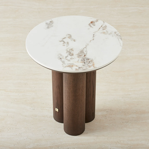 Wooden Coffee Table with Marble Top – Handcrafted <b>Solid</b> <b>Wood</b> Center Table, Modern Living Room Furniture - Product Image 2