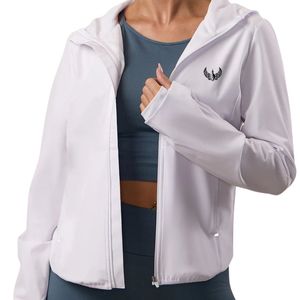 <b>White</b> Windbreaker <b>Jacket</b> <b>Women</b> Lightweight Full Zip Hooded Outerwear Breathable Running Training Coat Casual Activewear - Product Image 6
