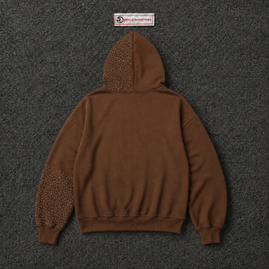 Sweat à capuche zippé marron à motif étoile, coupe oversize, style streetwear unisexe, imprimé vintage vieilli, fermeture éclair intégrale, décontracté, en promotion - Product Image 6