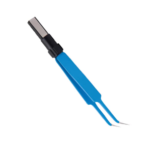Pinzas bipolares aisladas azules con punta microangular, instrumento quirúrgico de acero inoxidable para coagulación de tejidos, fabricadas en Pakistán - Product Image 3
